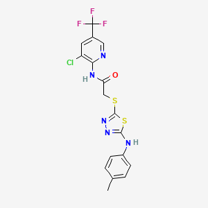 N-[3-chloro-5-(trifluoromethyl)pyridin-2-yl]-2-[[5-(4-methylanilino)-1,3,4-thiadiazol-2-yl]sulfanyl]acetamide