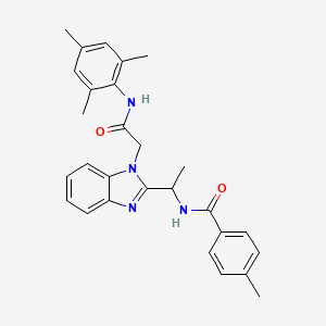 4-methyl-N-[1-[1-[2-oxo-2-(2,4,6-trimethylanilino)ethyl]benzimidazol-2-yl]ethyl]benzamide