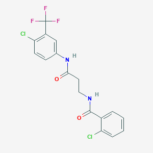 2-chloro-N-[3-[4-chloro-3-(trifluoromethyl)anilino]-3-oxopropyl]benzamide