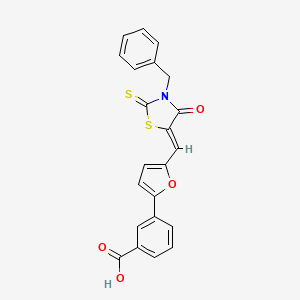 3-[5-[(Z)-(3-benzyl-4-oxo-2-thioxo-thiazolidin-5-ylidene)methyl]-2-furyl]benzoic acid