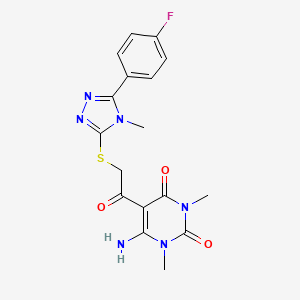 6-Amino-5-[2-[[5-(4-fluorophenyl)-4-methyl-1,2,4-triazol-3-yl]sulfanyl]acetyl]-1,3-dimethylpyrimidine-2,4-dione