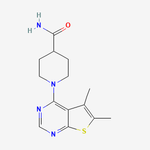 molecular formula C14H18N4OS B10809647 1-(5,6-Dimethylthieno[2,3-d]pyrimidin-4-yl)piperidine-4-carboxamide 