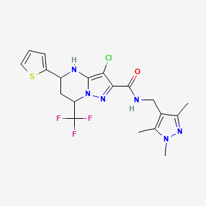 3-Chloro-5-thiophen-2-yl-7-trifluoromethyl-4,5,6,7-tetrahydro-pyrazolo[1,5-a]pyrimidine-2-carboxylic acid (1,3,5-trimethyl-1H-pyrazol-4-ylmethyl)-amide