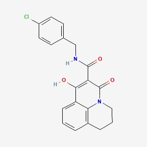 molecular formula C20H17ClN2O3 B10810348 N-(4-chlorobenzyl)-3-hydroxy-1-oxo-6,7-dihydro-1H,5H-pyrido[3,2,1-ij]quinoline-2-carboxamide 