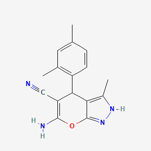 6-amino-4-(2,4-dimethylphenyl)-3-methyl-4H-pyrano[3,2-d]pyrazole-5-carbonitril e