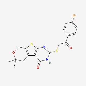 5-[2-(4-bromophenyl)-2-oxoethyl]sulfanyl-12,12-dimethyl-11-oxa-8-thia-4,6-diazatricyclo[7.4.0.02,7]trideca-1(9),2(7),5-trien-3-one