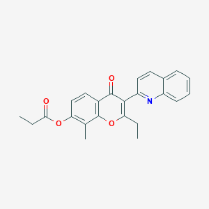 (2-Ethyl-8-methyl-4-oxo-3-quinolin-2-ylchromen-7-yl) propanoate