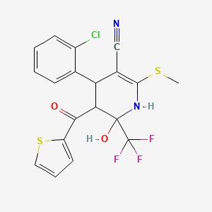 4-(2-Chlorophenyl)-6-hydroxy-2-(methylthio)-5-(thiophene-2-carbonyl)-6-(trifluoromethyl)-1,4,5,6-tetrahydropyridine-3-carbonitrile