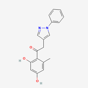 molecular formula C18H16N2O3 B10810619 1-(2,4-dihydroxy-6-methylphenyl)-2-(1-phenyl-1H-pyrazol-4-yl)ethanone 