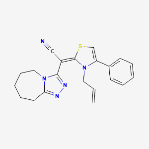 (2E)-2-(4-phenyl-3-prop-2-enyl-1,3-thiazol-2-ylidene)-2-(6,7,8,9-tetrahydro-5H-[1,2,4]triazolo[4,3-a]azepin-3-yl)acetonitrile