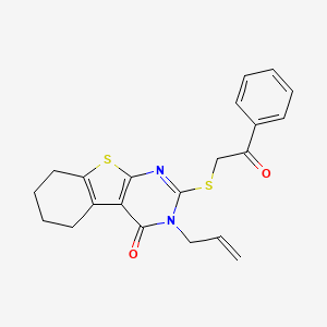 5-[(2-Oxo-2-phenylethyl)sulfanyl]-4-(prop-2-en-1-yl)-8-thia-4,6-diazatricyclo[7.4.0.0^{2,7}]trideca-1(9),2(7),5-trien-3-one