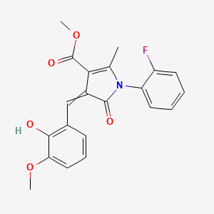 Methyl 1-(2-fluorophenyl)-4-[(2-hydroxy-3-methoxyphenyl)methylidene]-2-methyl-5-oxopyrrole-3-carboxylate