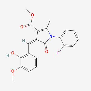 molecular formula C21H18FNO5 B10810745 Methyl (4Z)-1-(2-fluorophenyl)-4-[(2-hydroxy-3-methoxyphenyl)methylidene]-2-methyl-5-oxo-4,5-dihydro-1H-pyrrole-3-carboxylate 