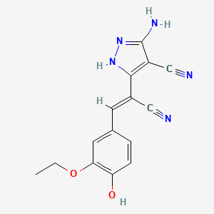 molecular formula C15H13N5O2 B10811141 5-Amino-3-[1-cyano-2-(3-ethoxy-4-hydroxy-phenyl)-vinyl]-1H-pyrazole-4-carbonitrile 