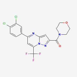 molecular formula C18H13Cl2F3N4O2 B10811267 5-(3,4-Dichlorophenyl)-2-(morpholin-4-ylcarbonyl)-7-(trifluoromethyl)pyrazolo[1,5-a]pyrimidine 