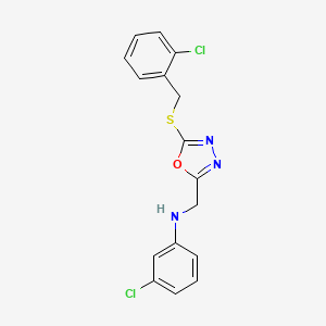 molecular formula C16H13Cl2N3OS B10811629 3-chloro-N-[[5-[(2-chlorophenyl)methylsulfanyl]-1,3,4-oxadiazol-2-yl]methyl]aniline 