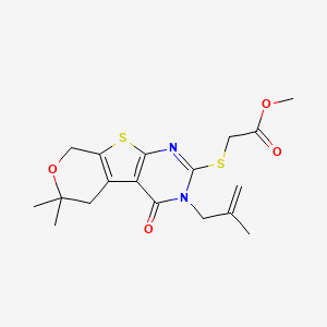 methyl 2-[[12,12-dimethyl-4-(2-methylprop-2-enyl)-3-oxo-11-oxa-8-thia-4,6-diazatricyclo[7.4.0.02,7]trideca-1(9),2(7),5-trien-5-yl]sulfanyl]acetate