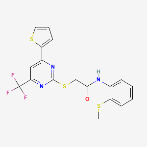 N-[2-(methylsulfanyl)phenyl]-2-{[4-(thiophen-2-yl)-6-(trifluoromethyl)pyrimidin-2-yl]sulfanyl}acetamide