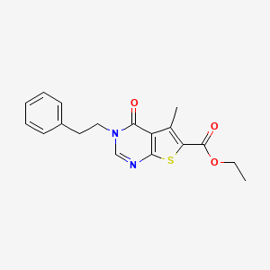 Ethyl 5-methyl-4-oxo-3-(2-phenylethyl)-3,4-dihydrothieno[2,3-d]pyrimidine-6-carboxylate