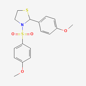 molecular formula C17H19NO4S2 B10811781 3-(4-Methoxybenzenesulfonyl)-2-(4-methoxyphenyl)-1,3-thiazolidine 