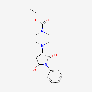 molecular formula C17H21N3O4 B10811810 Ethyl 4-(2,5-dioxo-1-phenylpyrrolidin-3-yl)piperazine-1-carboxylate 