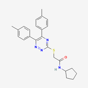 molecular formula C24H26N4OS B10811958 2-{[5,6-Bis(4-methylphenyl)-1,2,4-triazin-3-YL]sulfanyl}-N-cyclopentylacetamide 