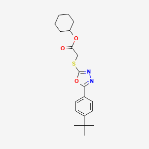 molecular formula C20H26N2O3S B10812032 cyclohexyl 2-[[5-(4-tert-butylphenyl)-1,3,4-oxadiazol-2-yl]sulfanyl]acetate 