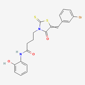 molecular formula C20H17BrN2O3S2 B10812100 4-[5-[(3-bromophenyl)methylidene]-4-oxo-2-sulfanylidene-1,3-thiazolidin-3-yl]-N-(2-hydroxyphenyl)butanamide 