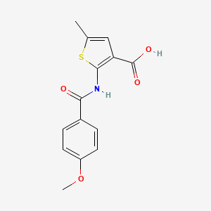 molecular formula C14H13NO4S B10812111 2-[(4-Methoxybenzoyl)amino]-5-methylthiophene-3-carboxylic acid 