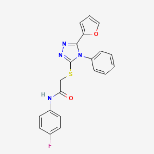 N-(4-fluorophenyl)-2-[[5-(furan-2-yl)-4-phenyl-1,2,4-triazol-3-yl]sulfanyl]acetamide