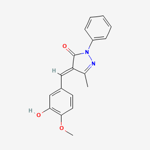 molecular formula C18H16N2O3 B10812211 (4E)-4-[(3-hydroxy-4-methoxyphenyl)methylidene]-5-methyl-2-phenylpyrazol-3-one 