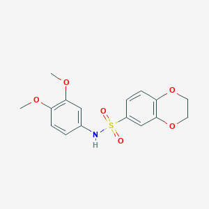 molecular formula C16H17NO6S B10812255 2,3-Dihydro-benzo[1,4]dioxine-6-sulfonic acid (3,4-dimethoxy-phenyl)-amide 