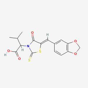 2-[(5Z)-5-(1,3-benzodioxol-5-ylmethylidene)-4-oxo-2-thioxo-1,3-thiazolidin-3-yl]-3-methylbutanoic acid