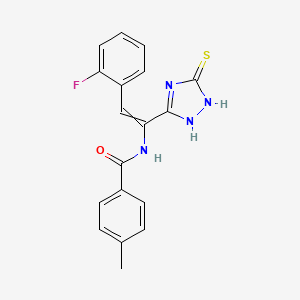 N-[2-(2-fluorophenyl)-1-(5-sulfanylidene-1,2-dihydro-1,2,4-triazol-3-yl)ethenyl]-4-methylbenzamide