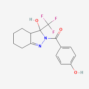 molecular formula C15H15F3N2O3 B10812696 (4-hydroxyphenyl)[3-hydroxy-3-(trifluoromethyl)-3,3a,4,5,6,7-hexahydro-2H-indazol-2-yl]methanone 