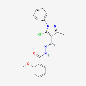 N-[(5-chloro-3-methyl-1-phenylpyrazol-4-yl)methylideneamino]-2-methoxybenzamide