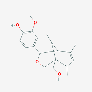 molecular formula C19H26O4 B10812744 4-[5-(Hydroxymethyl)-6,8,9-trimethyl-3-oxabicyclo[3.3.1]non-7-en-2-yl]-2-methoxyphenol 