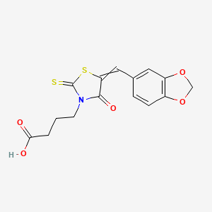 molecular formula C15H13NO5S2 B10812930 4-[5-(1,3-Benzodioxol-5-ylmethylidene)-4-oxo-2-sulfanylidene-1,3-thiazolidin-3-yl]butanoic acid 