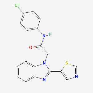 molecular formula C18H13ClN4OS B10813015 N-(4-Chlorophenyl)-2-[2-(1,3-thiazol-5-yl)-1H-benzimidazol-1-yl]acetamide 