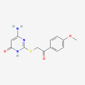 molecular formula C13H13N3O3S B10813306 2-[(4-Amino-6-hydroxypyrimidin-2-yl)sulfanyl]-1-(4-methoxyphenyl)ethanone 