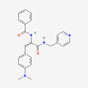 molecular formula C24H24N4O2 B10813345 N-[1-[4-(dimethylamino)phenyl]-3-oxo-3-(pyridin-4-ylmethylamino)prop-1-en-2-yl]benzamide 