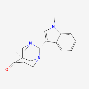 5,7-Dimethyl-2-(1-methyl-1H-indol-3-yl)-1,3-diazatricyclo(3.3.1.1(sup 3,7))decan-6-one