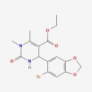 4-(6-Bromo-benzo[1,3]dioxol-5-yl)-1,6-dimethyl-2-oxo-1,2,3,4-tetrahydro-pyrimidine-5-carboxylic acid ethyl ester