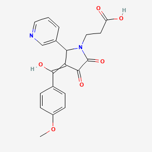 3-[4-[Hydroxy-(4-methoxyphenyl)methylidene]-2,3-dioxo-5-pyridin-3-ylpyrrolidin-1-yl]propanoic acid