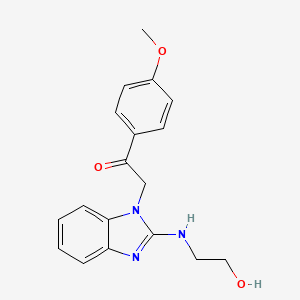 molecular formula C18H19N3O3 B10813757 2-{2-[(2-hydroxyethyl)amino]-1H-benzimidazol-1-yl}-1-(4-methoxyphenyl)ethanone 