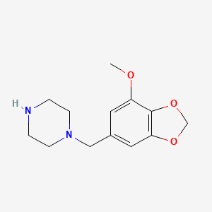 molecular formula C13H18N2O3 B10813865 1-[(7-Methoxy-1,3-benzodioxol-5-yl)methyl]piperazine 