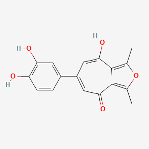 molecular formula C17H14O5 B10813969 6-(3,4-dihydroxyphenyl)-8-hydroxy-1,3-dimethyl-4H-cyclohepta[c]furan-4-one 