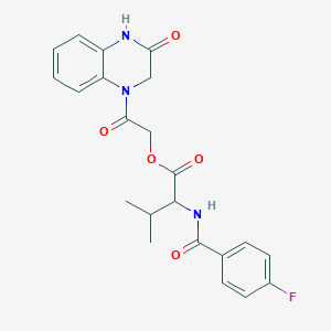 molecular formula C22H22FN3O5 B10813987 [2-Oxo-2-(3-oxo-2,4-dihydroquinoxalin-1-yl)ethyl] 2-[(4-fluorobenzoyl)amino]-3-methylbutanoate 