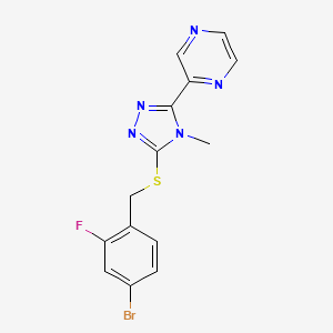 2-[5-[(4-Bromo-2-fluorophenyl)methylsulfanyl]-4-methyl-1,2,4-triazol-3-yl]pyrazine