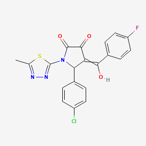 molecular formula C20H13ClFN3O3S B10814057 5-(4-Chlorophenyl)-4-[(4-fluorophenyl)-hydroxymethylidene]-1-(5-methyl-1,3,4-thiadiazol-2-yl)pyrrolidine-2,3-dione 